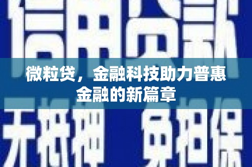 肇东微粒贷，金融科技助力普惠金融的新篇章