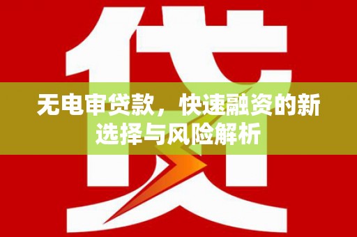 肇东无电审贷款，快速融资的新选择与风险解析