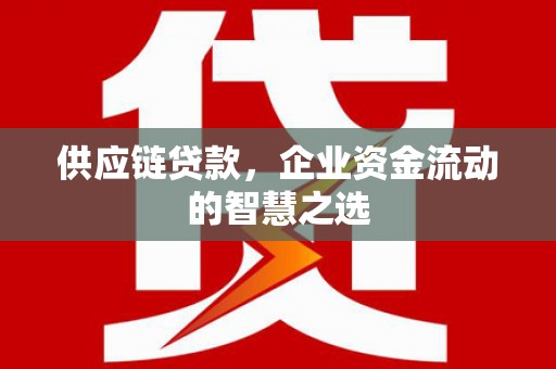 肇东供应链贷款，企业资金流动的智慧之选