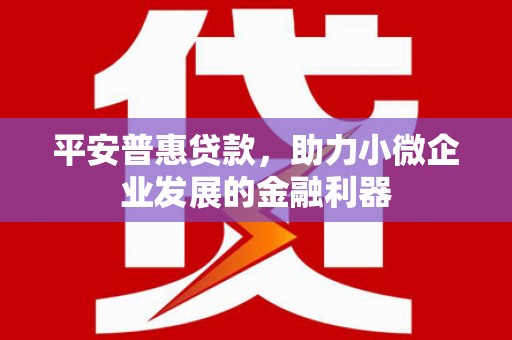 肇东平安普惠贷款，助力小微企业发展的金融利器