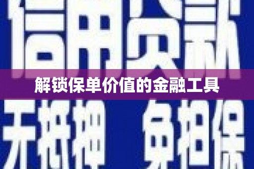 肇东解锁保单价值的金融工具